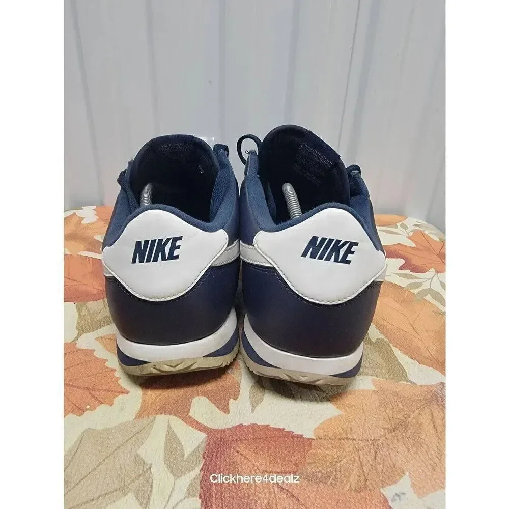Nike Cortez Leather Obsidian Navy Blue White Running Shoes 819719-410 Men's 14